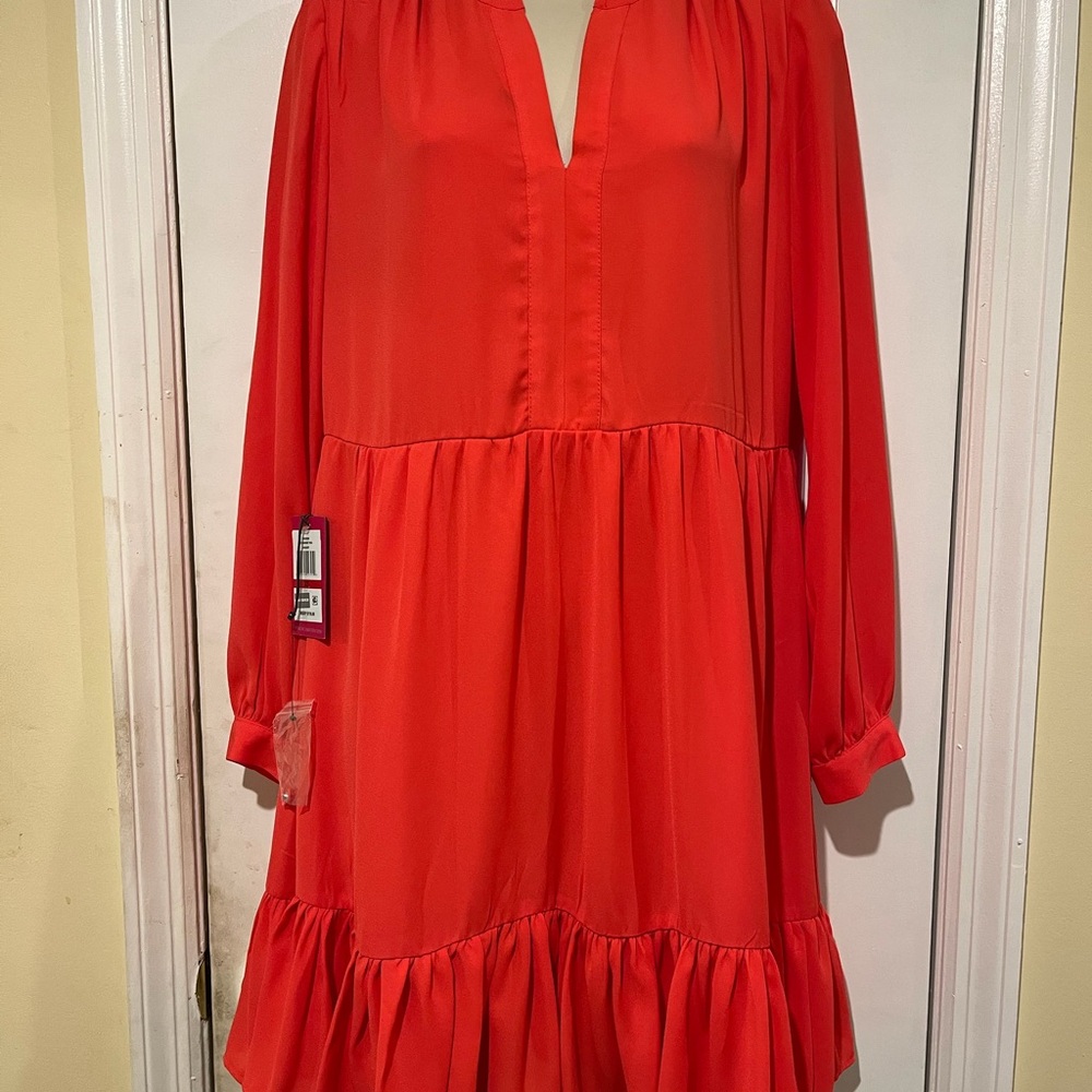 Vince Camuto Red Long Sleeve Dress